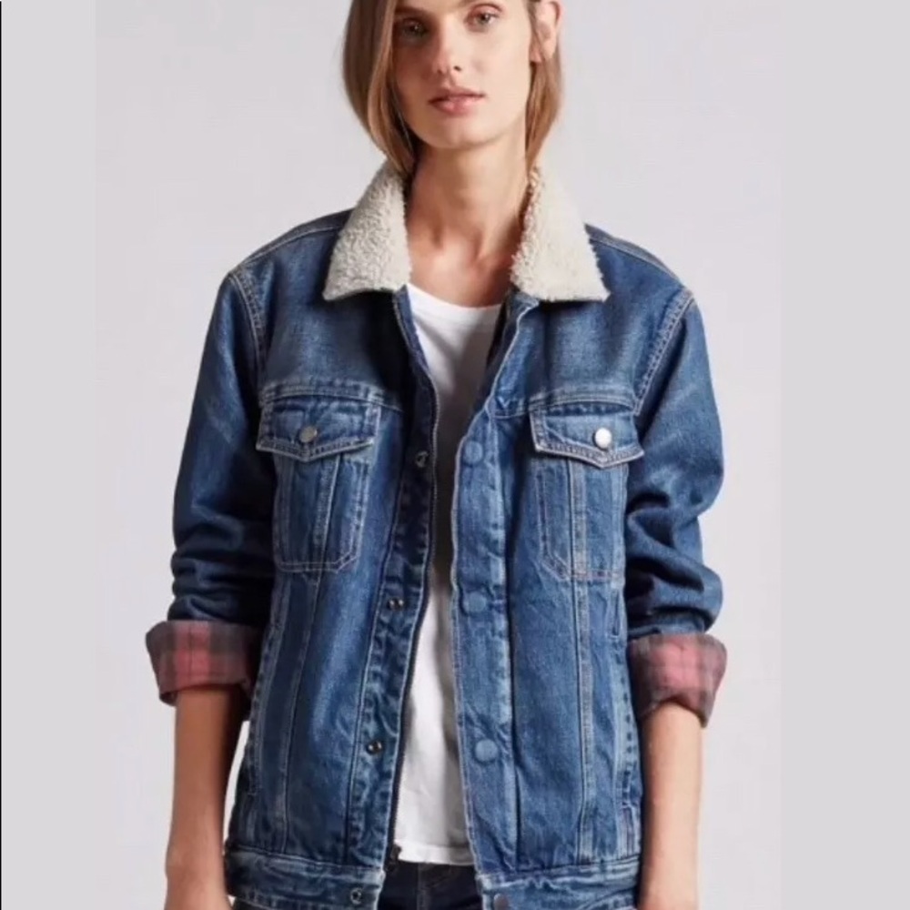 Current Elliott Zip Hendric Denim Flannel Jacket